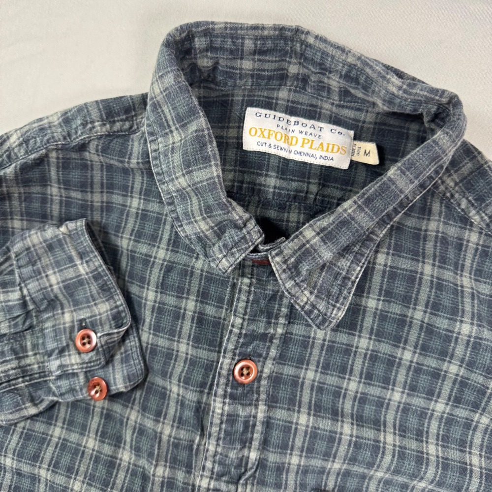 GUIDEBOAT CO. Oxford Plaids Plain Weave Button Up Shirt Men's M Green Preppy